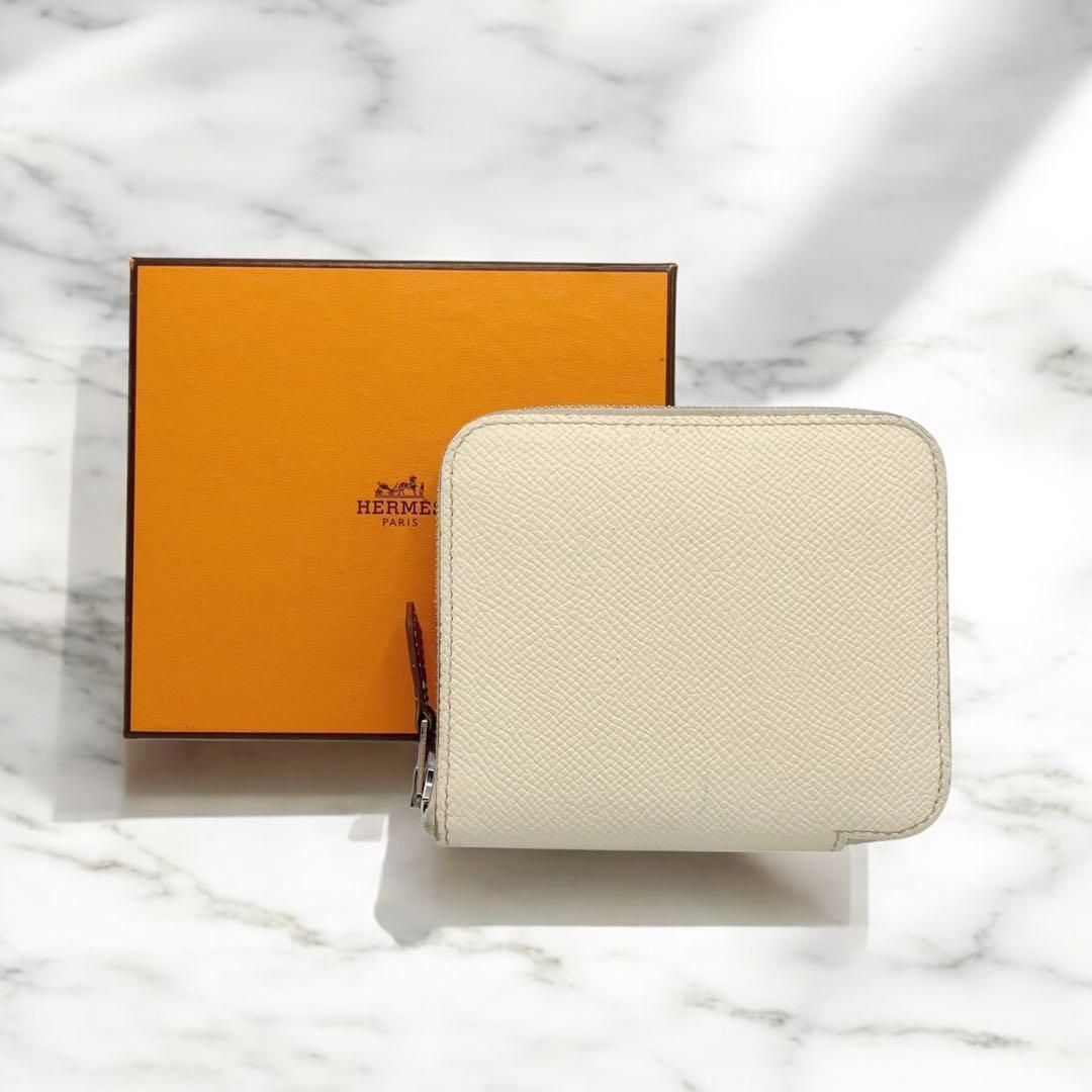エルメス アザップ シルクイン コンパクト ホワイト ミニ財布