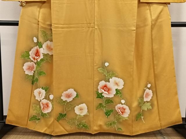 美品未着用 4点フルセット 正絹 駒刺繍 雪輪枝花文 たたき染め 金彩 訪問着 平和屋本店○極上 訪問着 駒刺繍 雪輪花文 淡藤色地 暈し染め 金彩