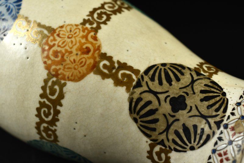 蔵A5339 古美術 古薩摩 丸紋図 花入 明治時代 古 WWW_IBETON_RU