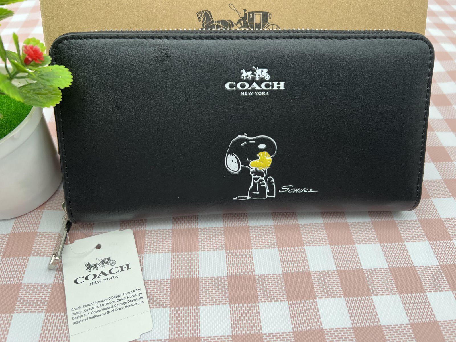 コーチ COACH 財布 長財布 スヌーピー SNOOPY ブラック レディース 