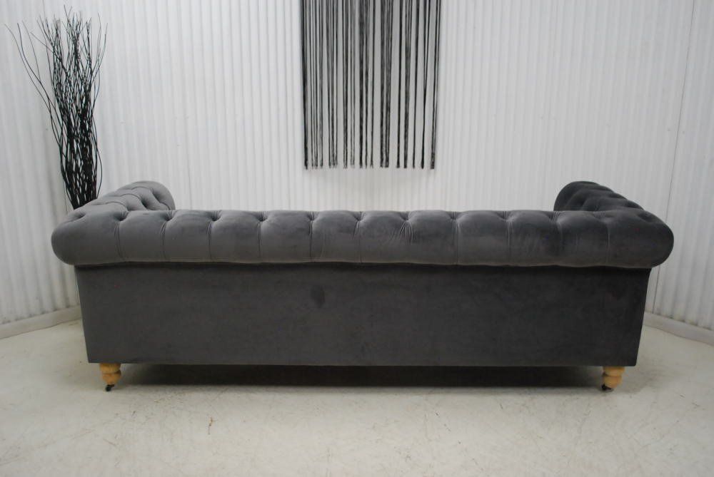 アウトレット 現品限り 大 入荷 一部 チェスターフィールドソファー ラグジュアリー ワイドソファー ベロア調 グレー NEXPOTALLINN_EU