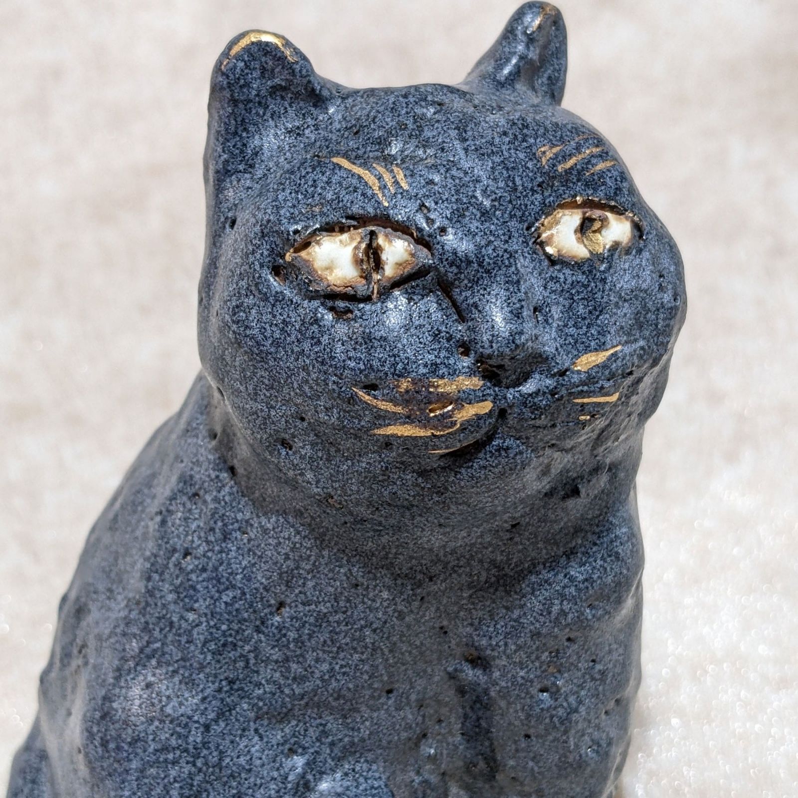 ささきようこさん作 陶人形 黒猫 紺釉金描 - メルカリ