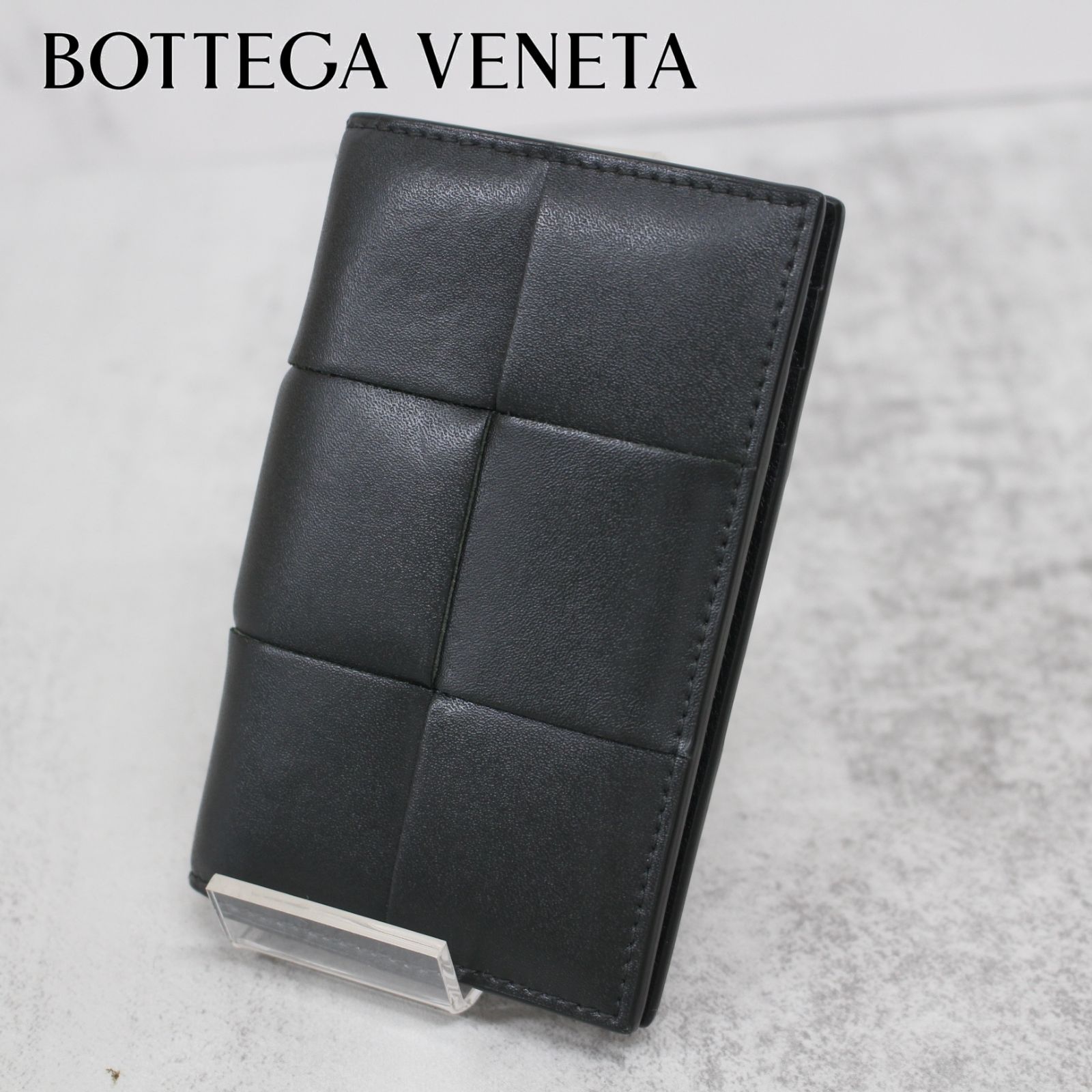 S058)【美品】BOTTEGA VENETA カードケース 二つ折り ダークグリーン 名刺入れ ボッテガヴェネタ