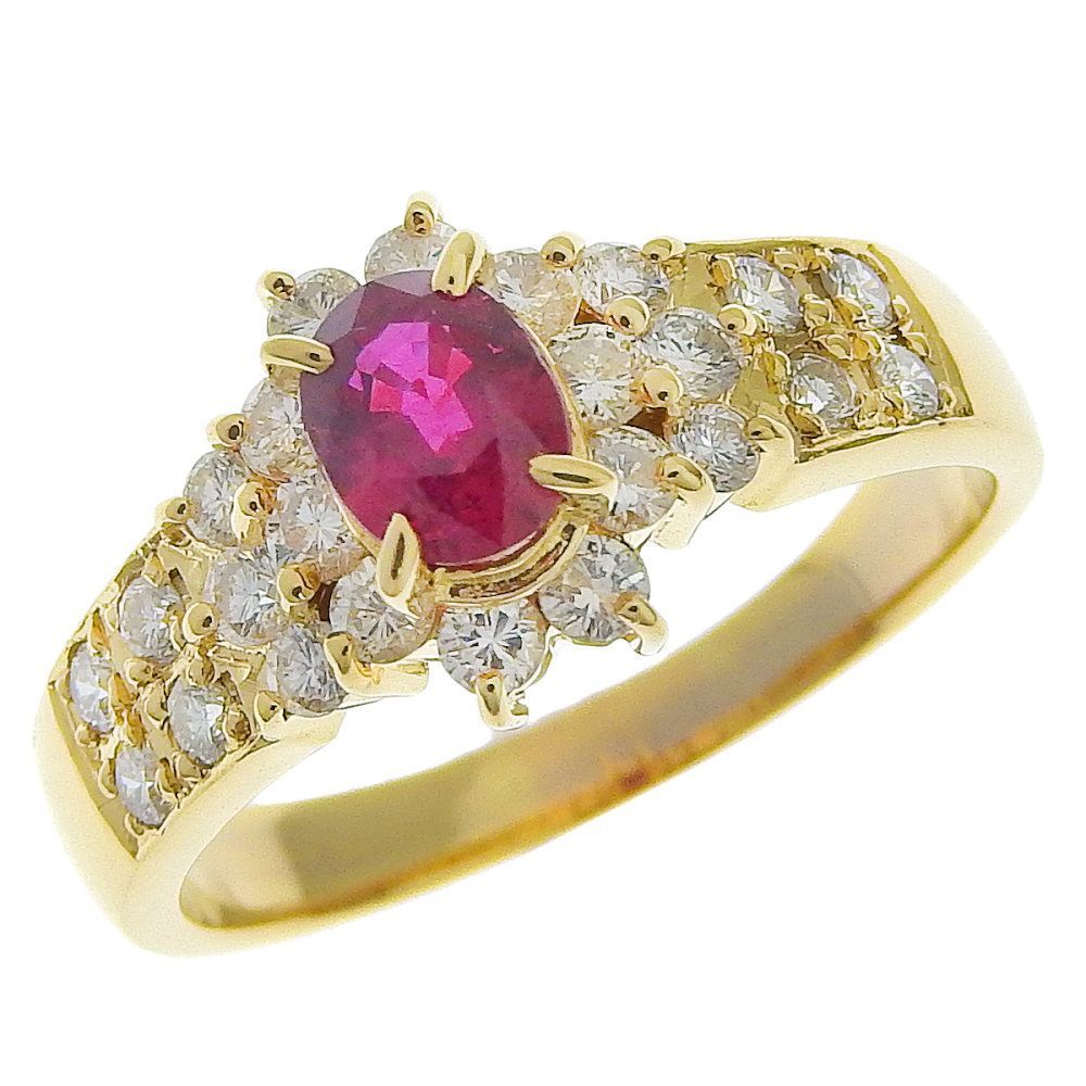 返品OK】0.63ct 天然ルビー リング 12号 K18YG 新品仕上げ済み  