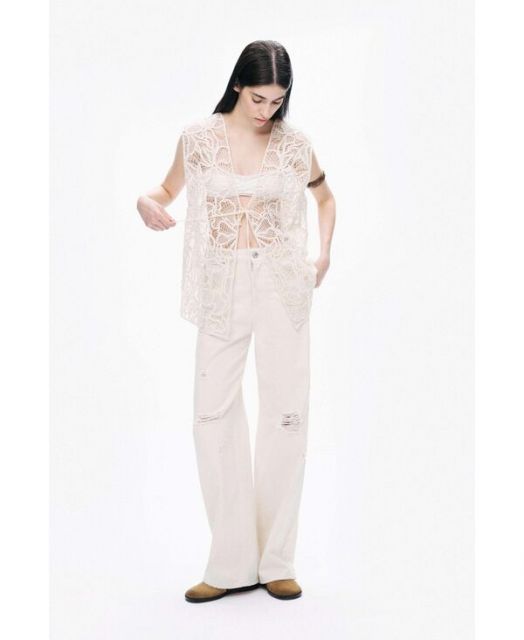 売れ筋商品|||ノクチューン カットソー トップス レディース Women's Floral Embroidery Vest Open white Mincib Women's Floral Embroidered Vest Boho Vintage Linen