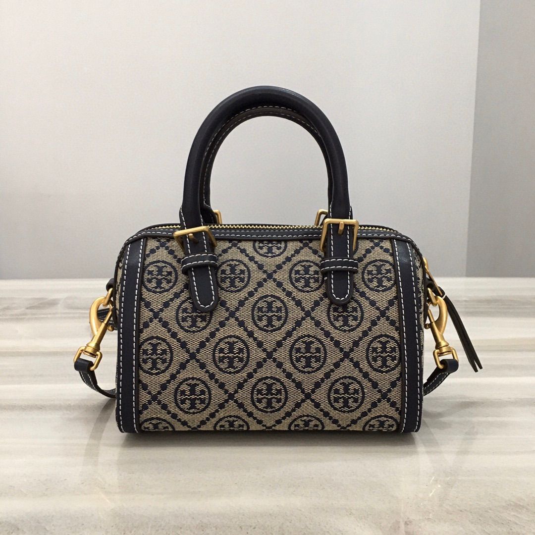 Tory Burch☆キャンバス×レザーボストン2wayバッグモノグラム ミニ 