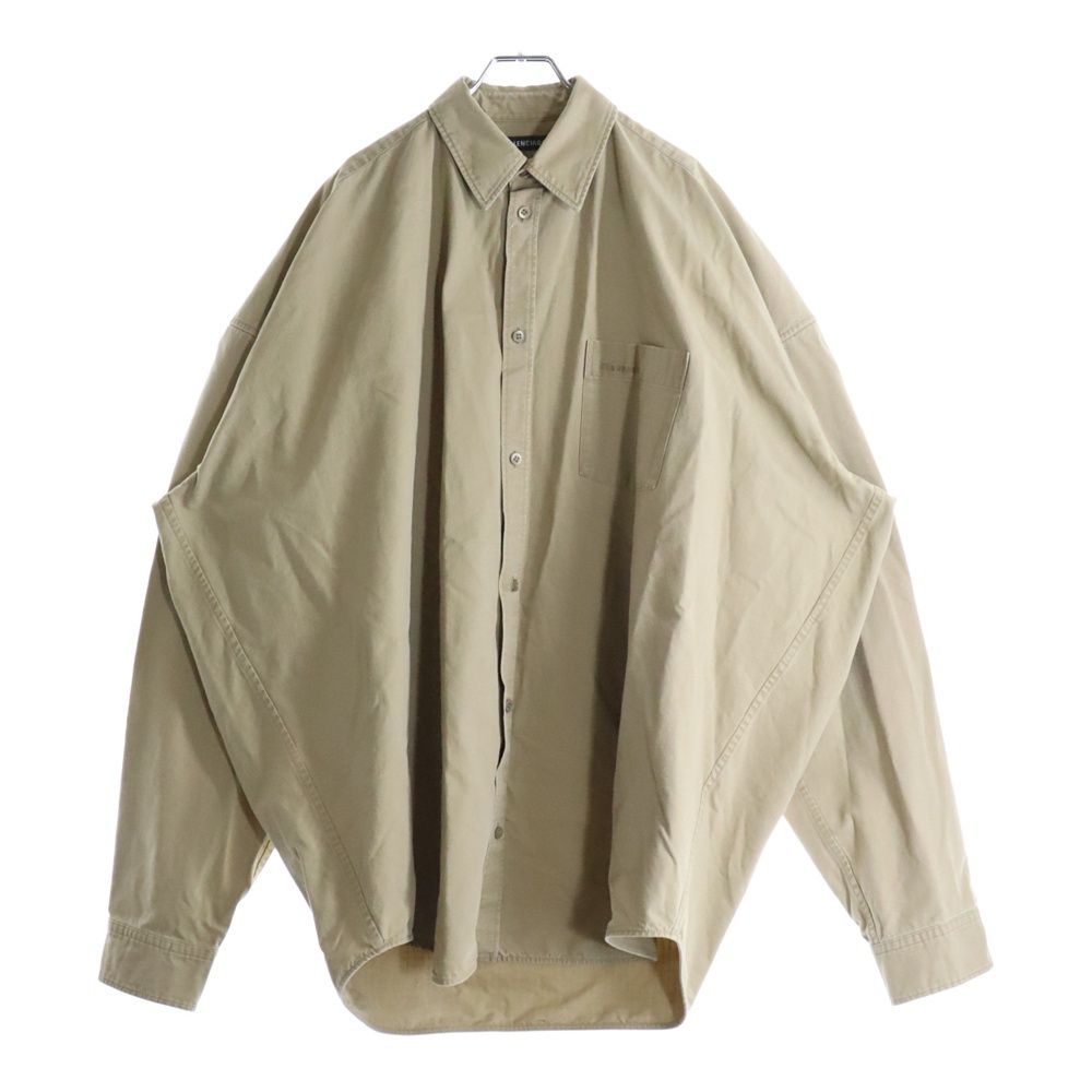 BALENCIAGA バレンシアガ 20AW リップストップ コクーンシャツ ベージュ 642306