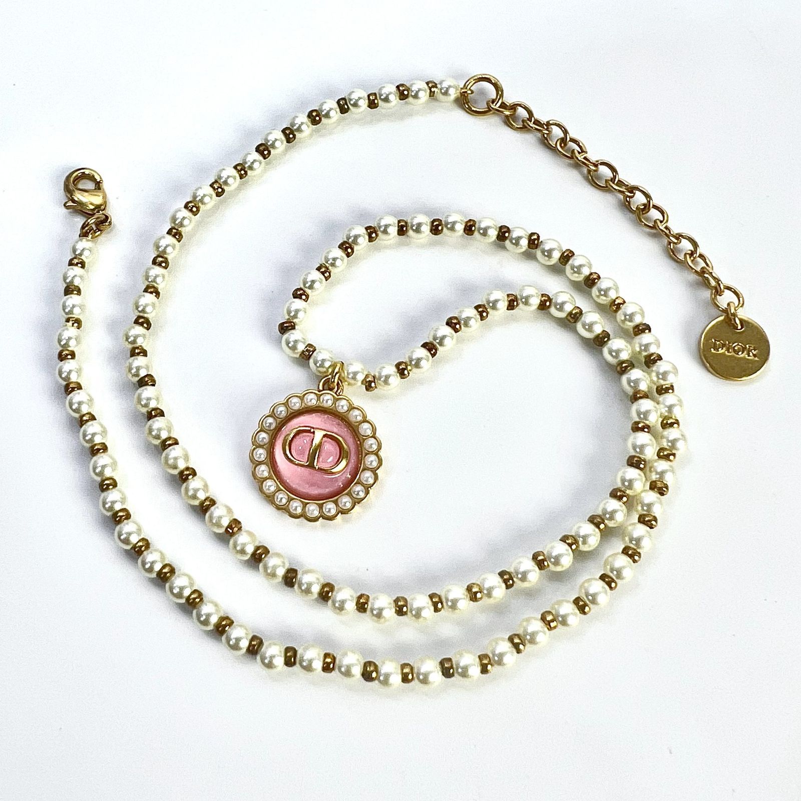 Dior ディオール Petit CD Baroque フェイクパール ネックレス 43.5cm 