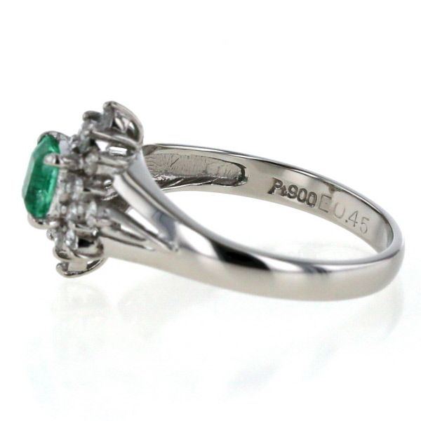 Pt900 プラチナ リング エメラルド 0.45ct ダイヤモンド 0.31ct