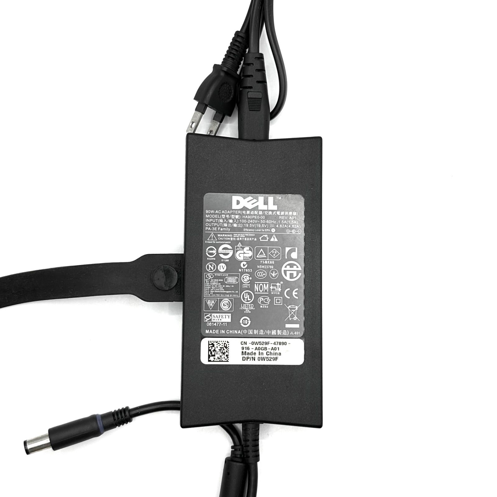 HA90PE0-00 デル DELL 純正 ACアダプター アダプタ 電源アダプター 充電器 チャージャー 充電ケーブル プラグ外径 約 7.5mm  19.5V 4.62A センタープラス 6414-1245 - メルカリ