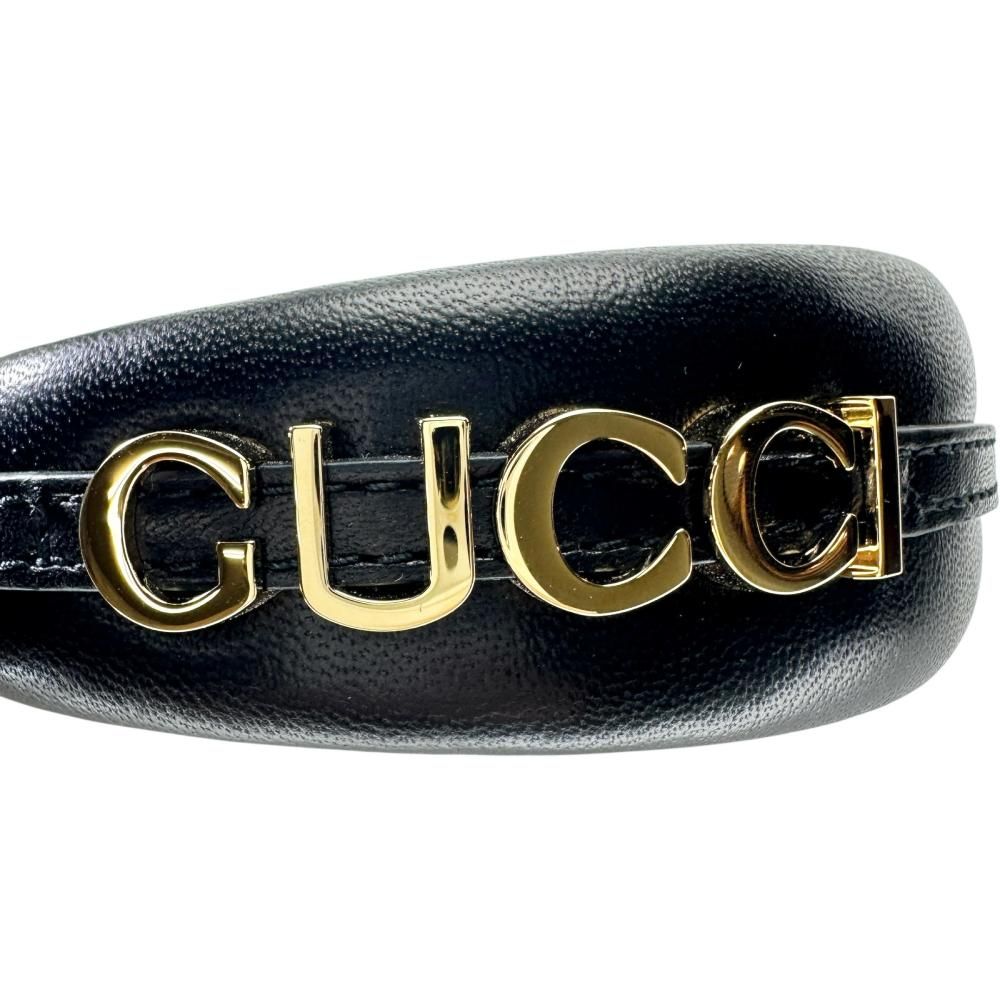 【匿名発送】　GUCCI レザー カチューシャ　ブラック GUCCI/グッチ】ロゴカチューシャ その他ファッション雑貨 レザー