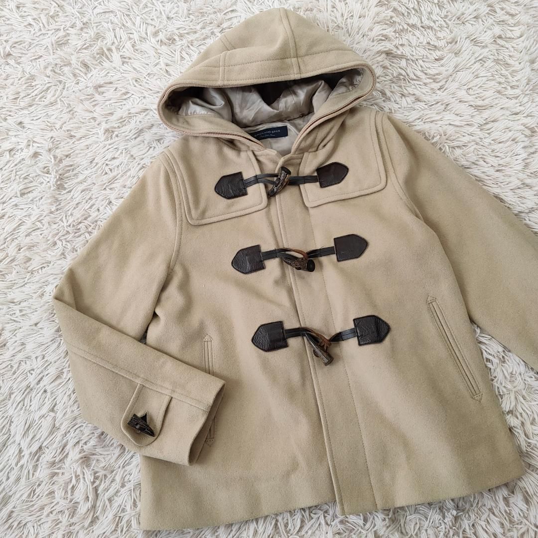 【美品】Spick and Span ベージュダッフルコート ウール混合【36】 スピック＆スパンSPICK＆SPANカシミヤウールブレンドダッフル