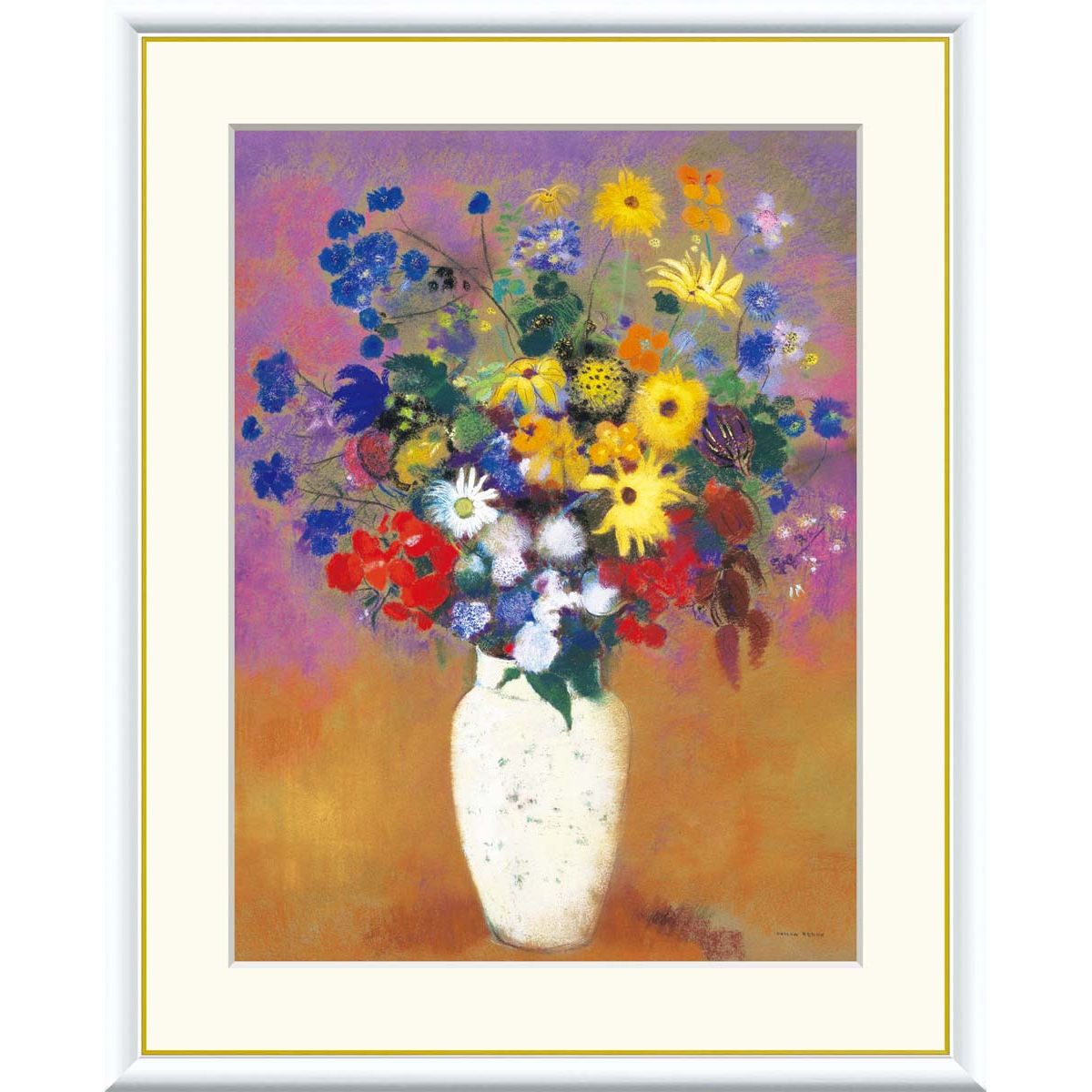 楽天市場】複製画 オディロン・ルドン 「花瓶の花」 額付き 紙に