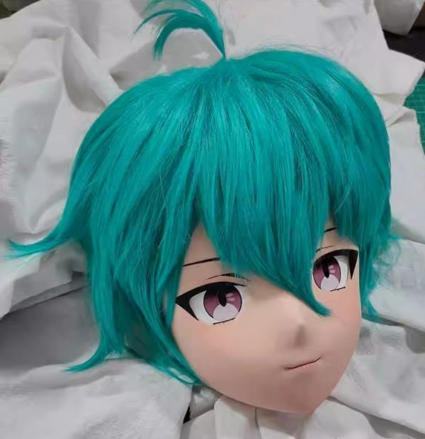 ハーフマスク 眼球付き カツラ付き NO.21 樹脂製 ヘッドロリータ人形  