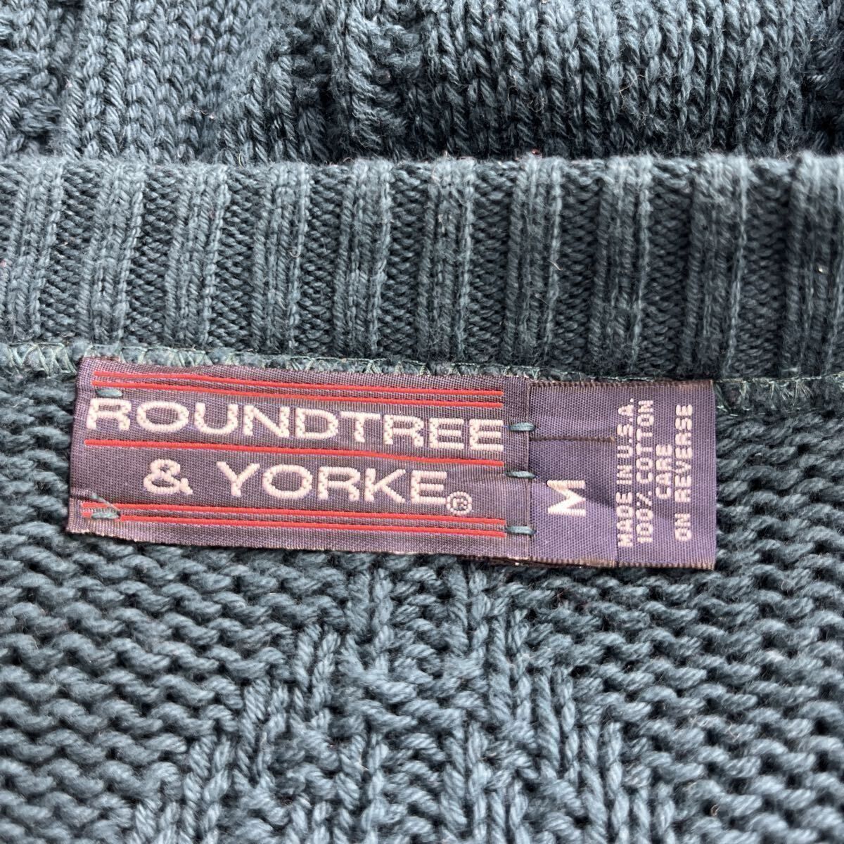 ROUNDTREE & YORKE コットンニット セーター M グリーン ラウンド 