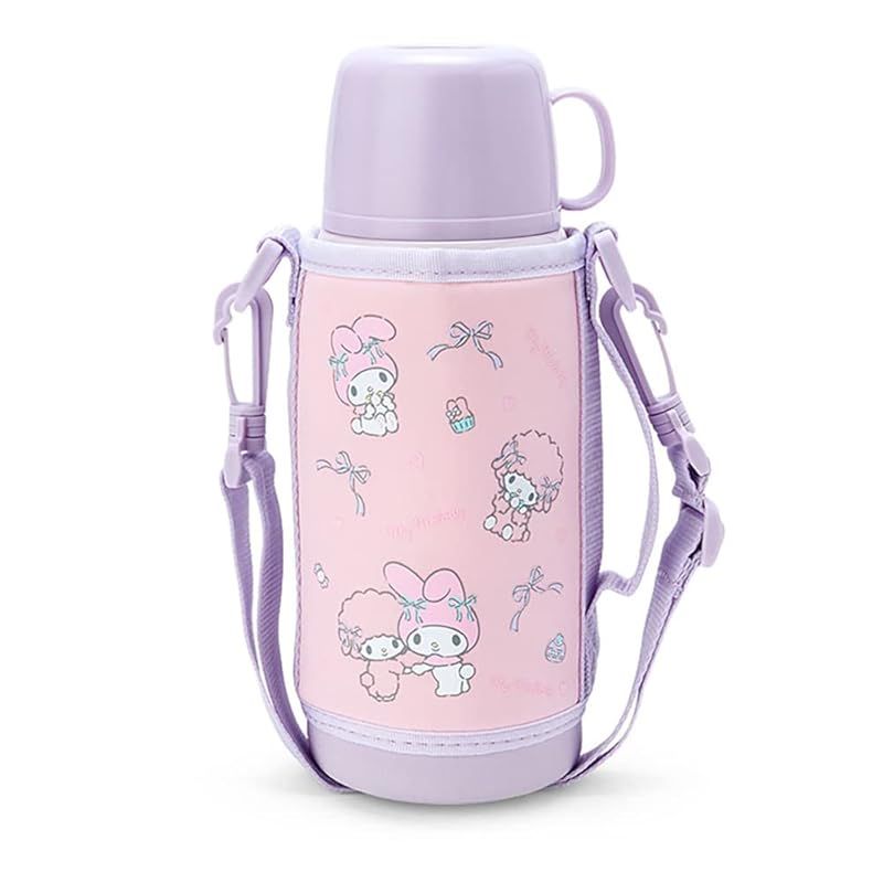 【新着商品】サンリオ(SANRIO) 子供用 水筒 約620ml(コップ・中せん使用時) 約670ml(キャップユニット使用時) ポーチ付き2WAYステンレスボトル マイメロディ 保温・保冷両用
