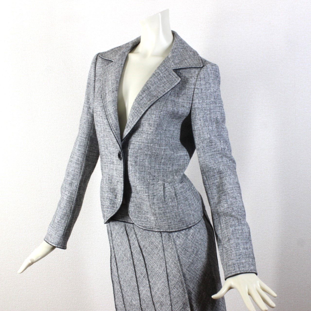 【美品】23区 スカートスーツ 40 セール】 ホイルプリントプリーツ スカート （ロング・マキシ丈