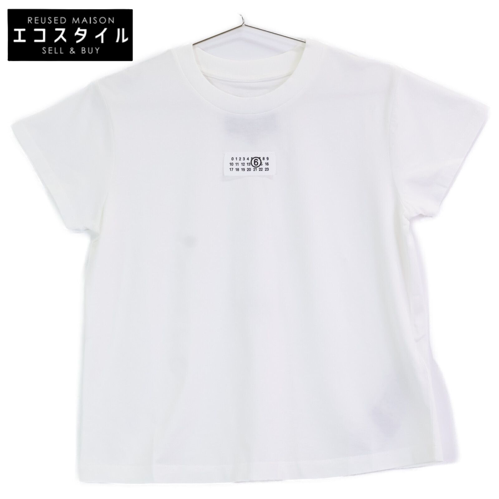 MM6 エムエムシックス S52GC0327 25SS ﾎﾜｲﾄ ﾌﾛﾝﾄﾛｺﾞﾀｸﾞTｼｬﾂ S