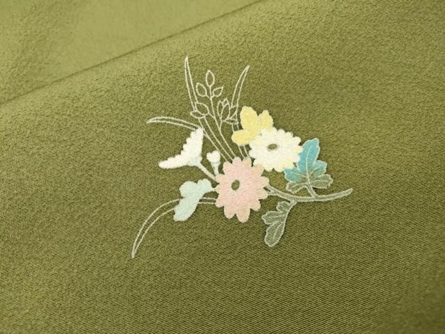平和屋着物▽京加賀友禅 百貫石峰 小紋 草花 正絹 逸品 未使用