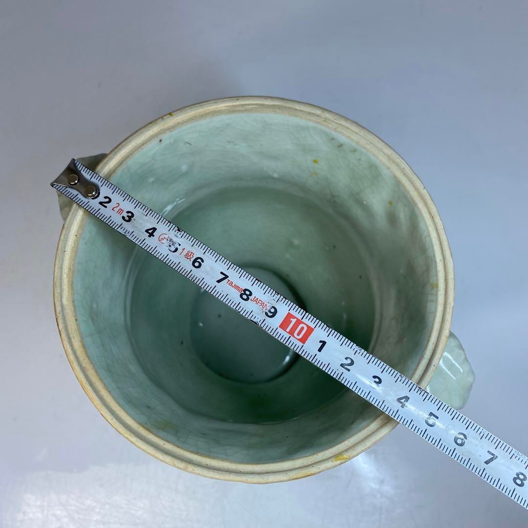 中国美術　青磁山羊耳壺　高さ16.5cm 東Y6-0415④ 中国美術 青磁山羊耳壺 高さ16.5cm 東Y6-0415④ - メルカリ