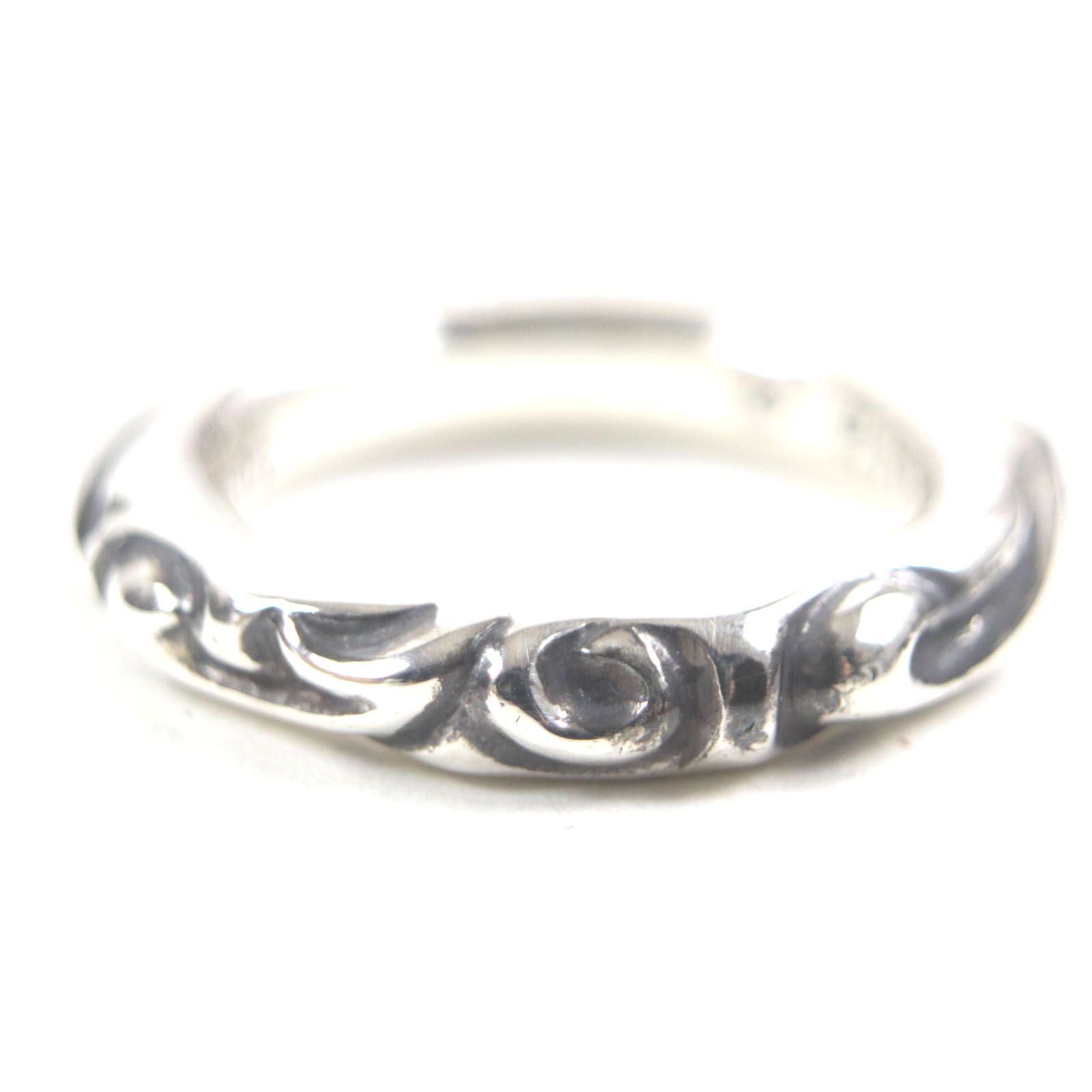 極美品▽CHROME HEARTS クロムハーツ スクロールバンドリング 925 指輪 