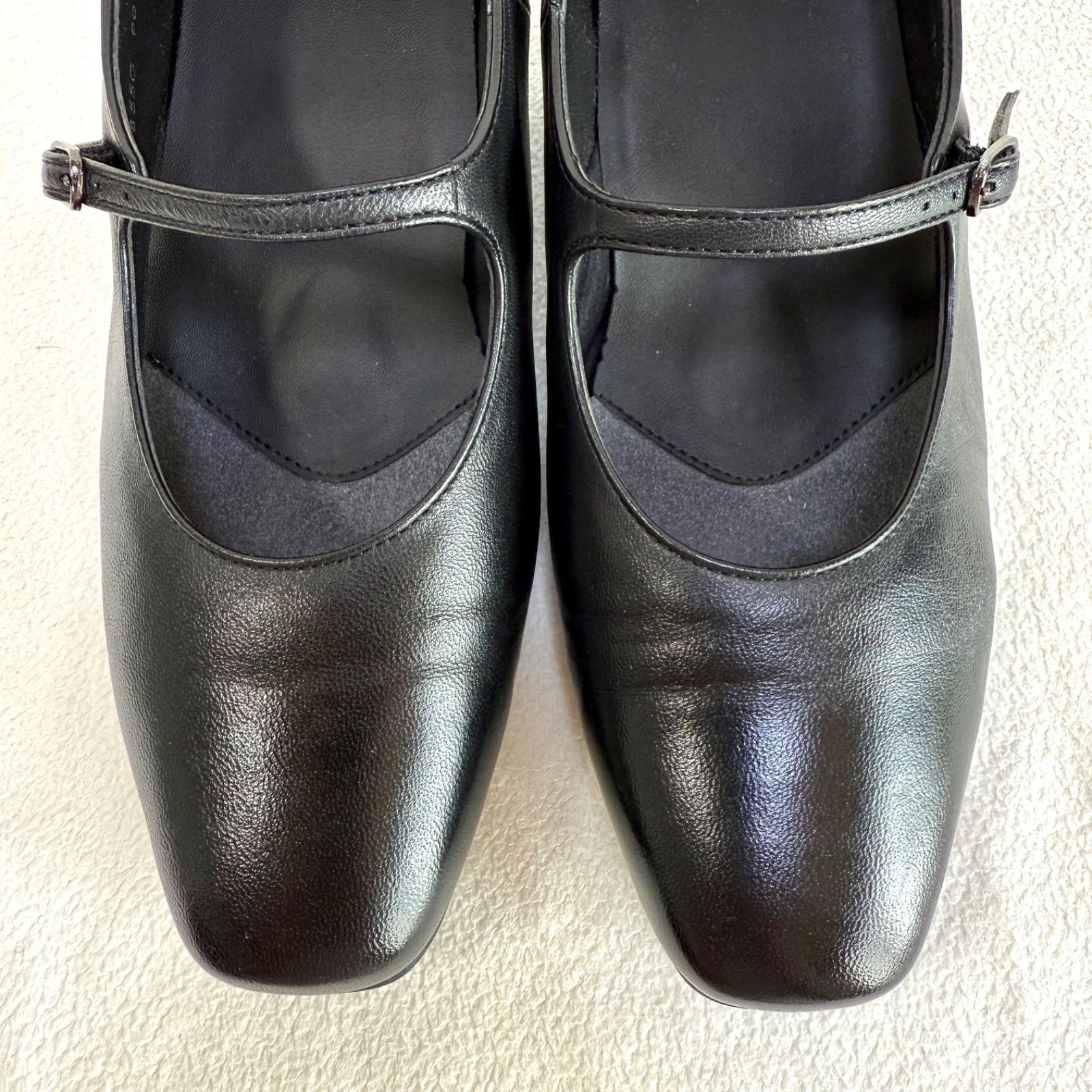 極美品✨ペダラ ストラップ スクエアトゥ レザー ブラック 22.5 3EEE