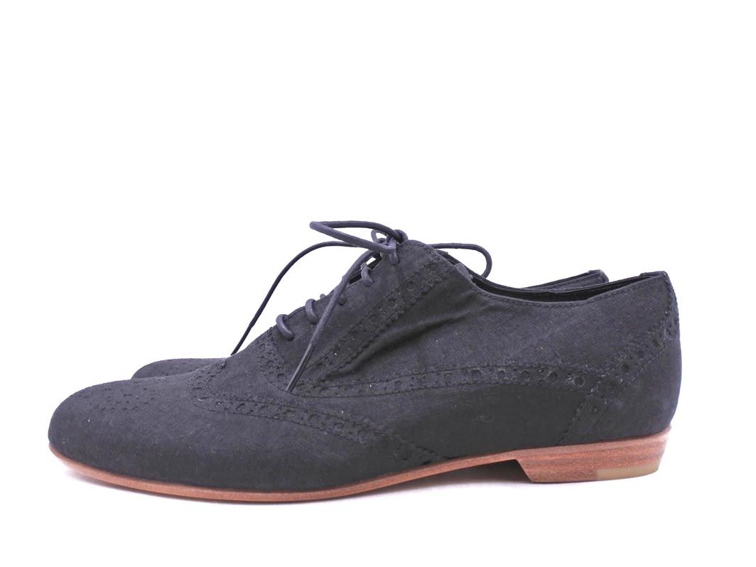 BEAUTIFUL PEOPLE ビューティフルピープル メダリオンウィングチップ ベルギーリネン レースアップ シューズ size36 22cmくらい |黒 ◎レディース