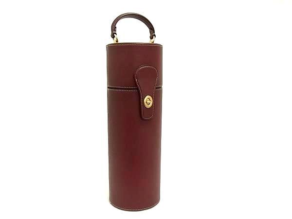 ✟ COACH コーチ CO235G レザー ターンロック ハンドバッグ ワインボトルケース メンズ レディース ボルドー系 FN0562