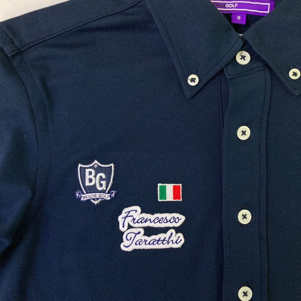 サイズ：S BEAMS GOLF ビームスゴルフ  長袖ポロシャツ ボタンダウン ワッペン  ネイビー系 [240101487251] ゴルフウェア メンズ ストスト サイズ：S BEAMS GOLF ビームスゴルフ 長袖ポロシャツ ボタンダウン