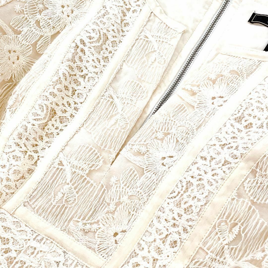 ✨極美品✨ BCBGMAXAZRIA 花柄 総レース ワンピース アイボリー 6 