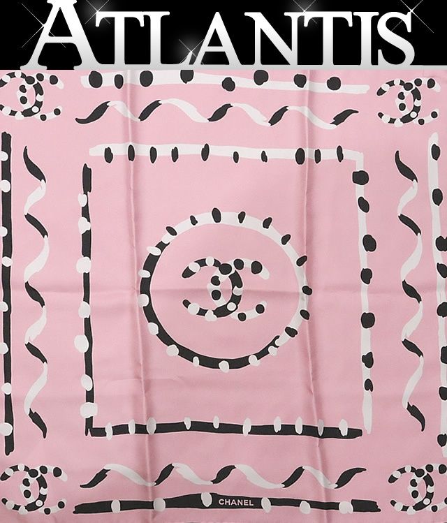 広尾店】極美品 シャネル CHANEL 大判スカーフ ピンク シルク100  