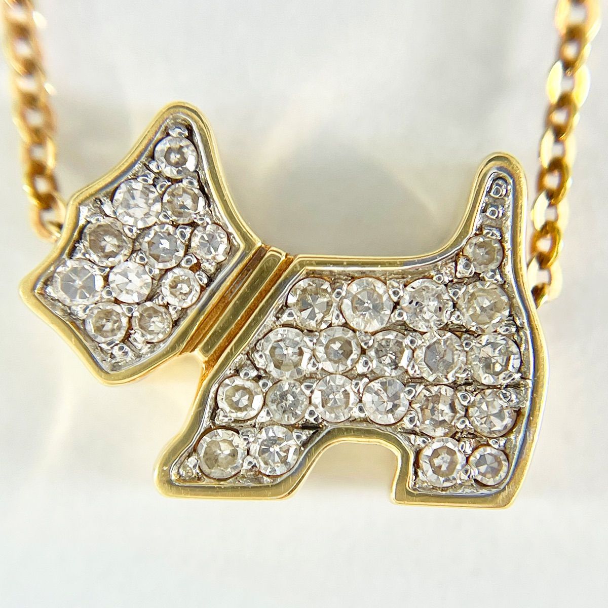 チワワ 】k18 天然 ダイヤモンド 0.02ct 犬 モチーフ ネックレス 