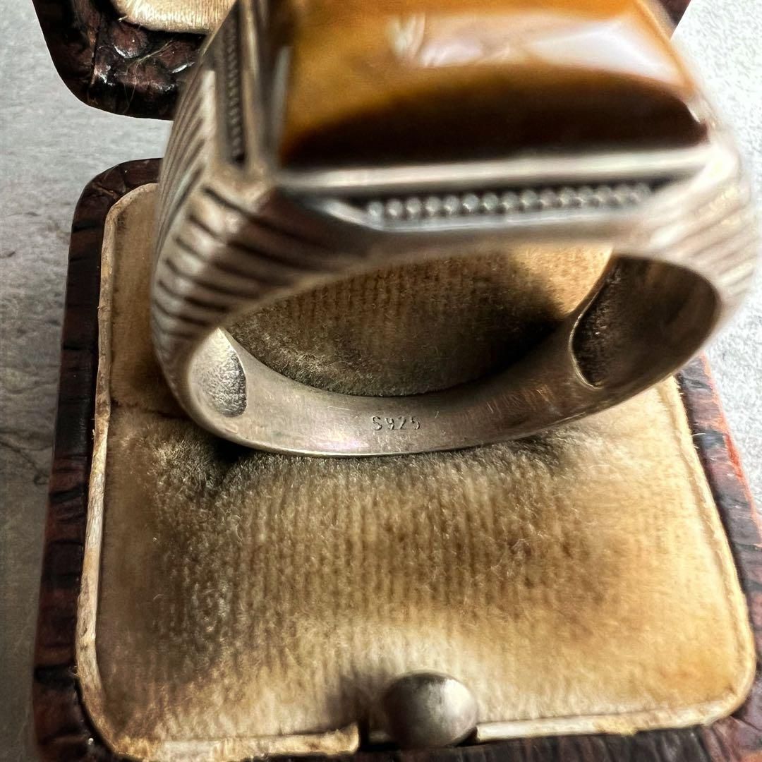 VINTAGE ヴィンテージ シルバー タイガーアイ スクエア リング 指輪 VINTAGE ヴィンテージ シルバー タイガーアイ スクエア リング 指輪