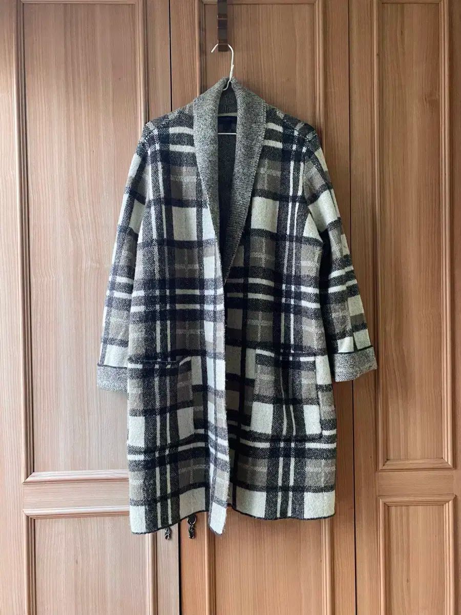 Donna karan ドナカラン CHECKニット カーディガン ロング丈