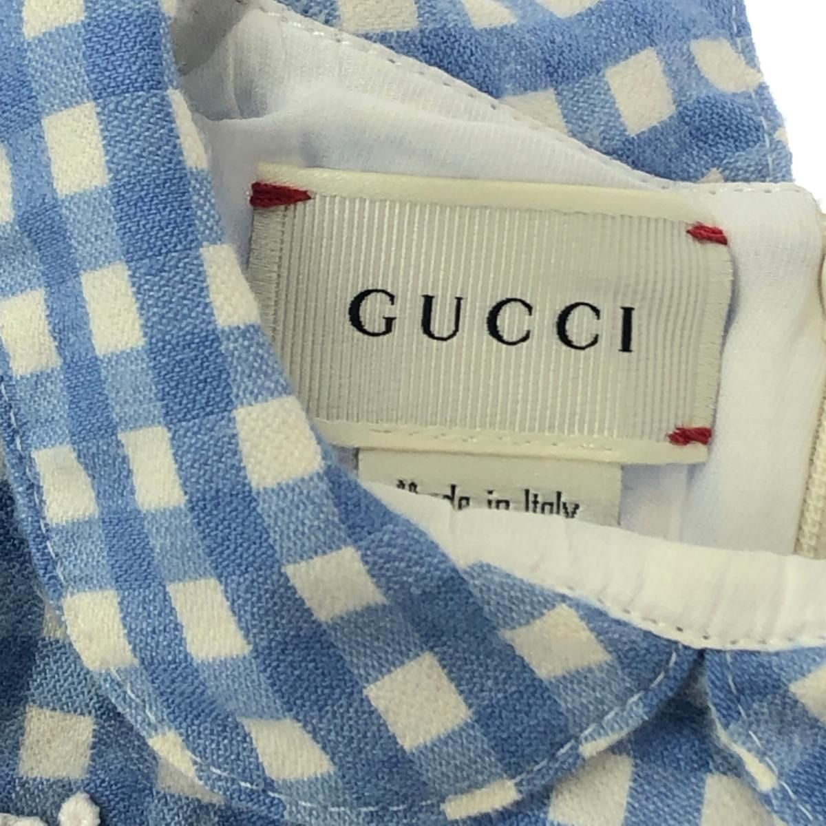 GUCCI グッチ イチゴ 襟付き チェック柄 長袖 ワンピース サイズ:18