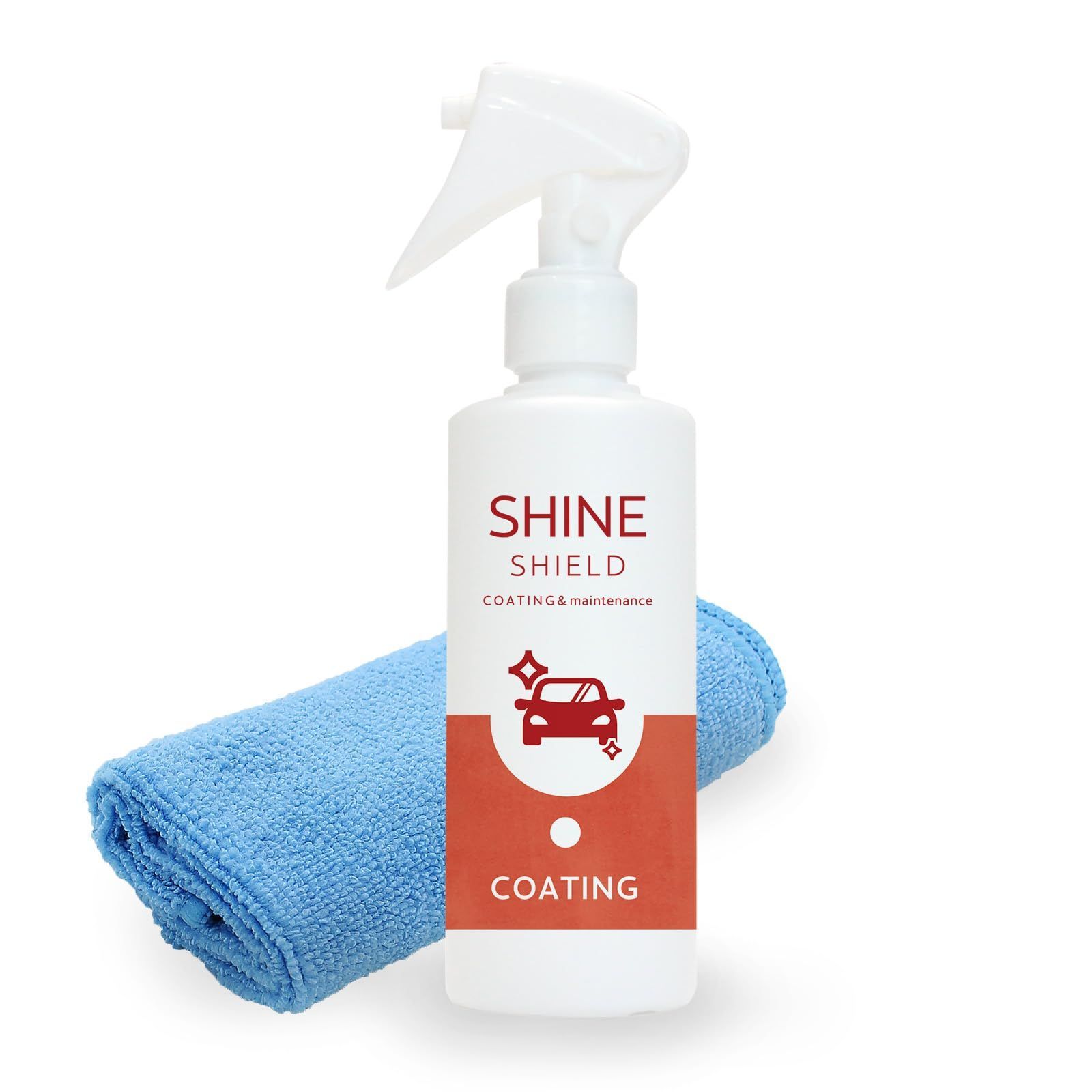 新品 [ SHIELD ] 撥水 コーティング剤 車 SHINE SHIELD 200ml (超撥水 ガラス系コーティングスプレー/クロス付き)ガラスコート艶 砂やホコリが付きにくい 洗車用品
