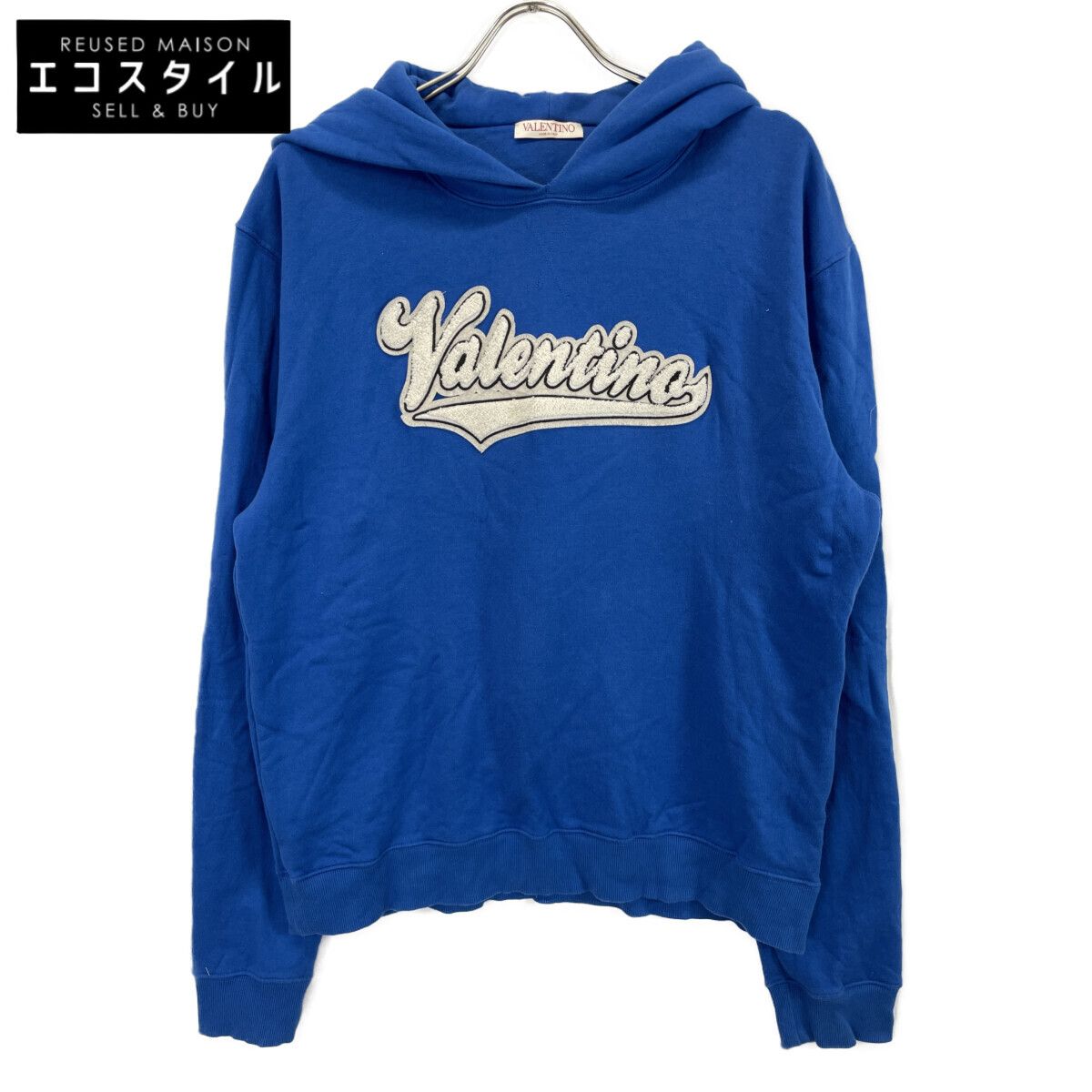 VALENTINO ヴァレンティノ 1V3MF22U8RM 22AW ﾌﾞﾙｰ 刺繍ﾛｺﾞﾊﾟｯﾁﾊﾟｰｶｰ 3XL