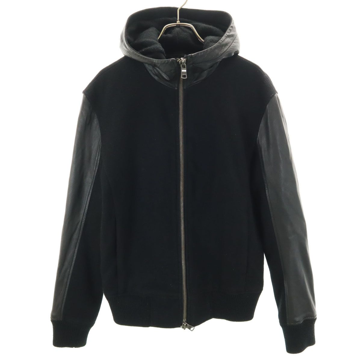 ARMANI EXCHANGE アルマーニエクスチェンジ 羊革レザー切替 フーデッド 