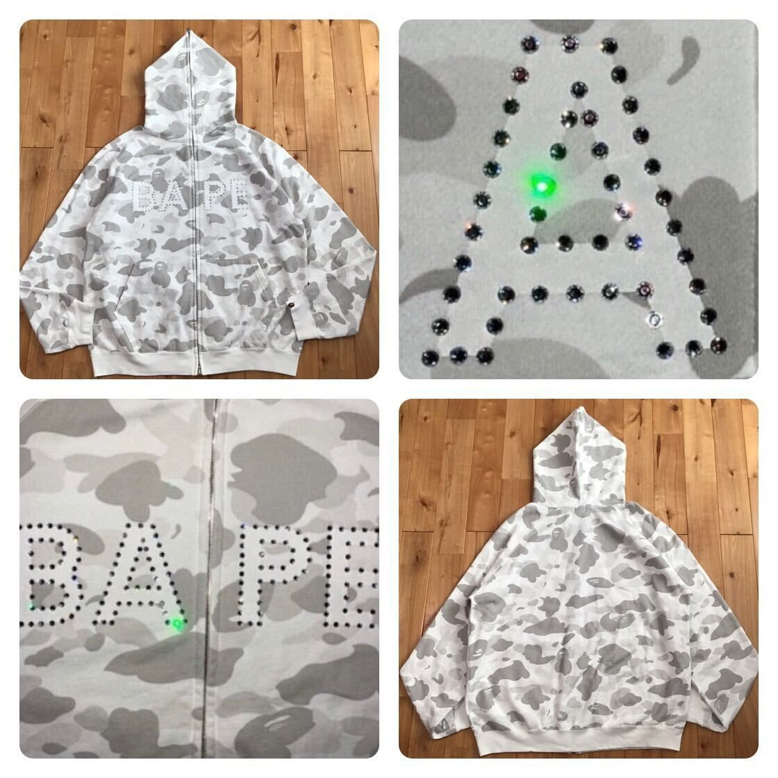 APE BAPE スワロフスキー　ラインストーン　パーカー　camo 迷彩　L APE BAPE スワロフスキーラインストーンパーカーcamo 迷彩L