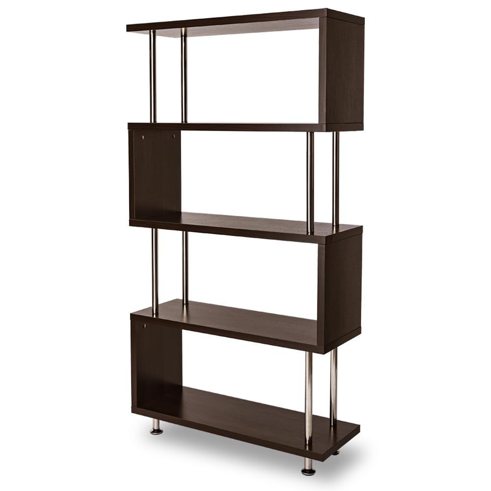 アイリスプラザ 本棚 ディスプレイラック 収納 オープンラック 靴箱 下駄箱 パイプ S字 5段 耐荷重75㎏ ダークブラウン 幅80×奥行29.5×高さ151.4cm SRK-8315
