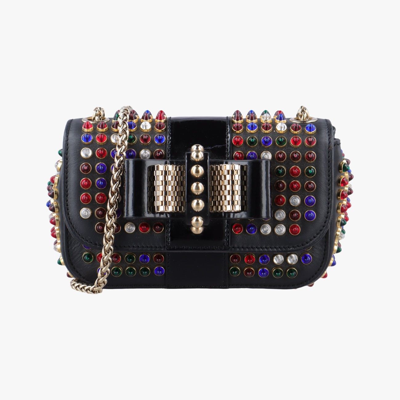 クリスチャンルブタンChristian Louboutinウィート チャリティー チェーンブラックレザー