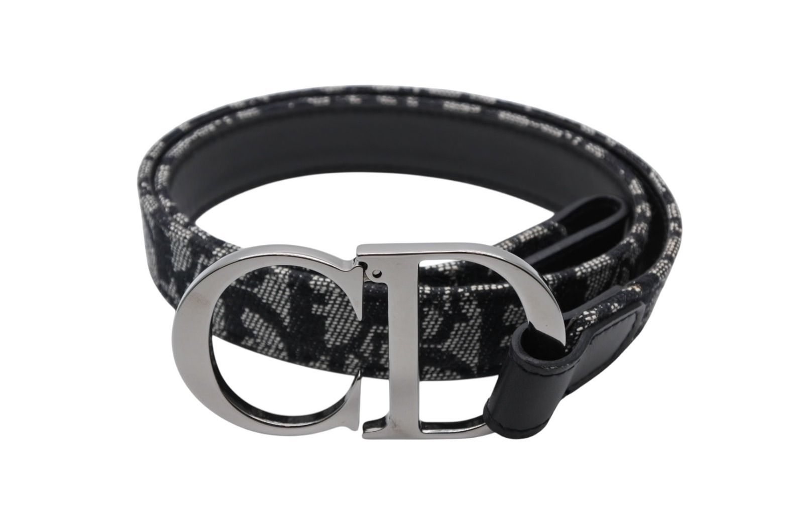 CHRISTIANDIOR クリスチャンディオール ベルト トロッターライン CDロゴ R10093 ネイビー グレー サイズ75 4b006916