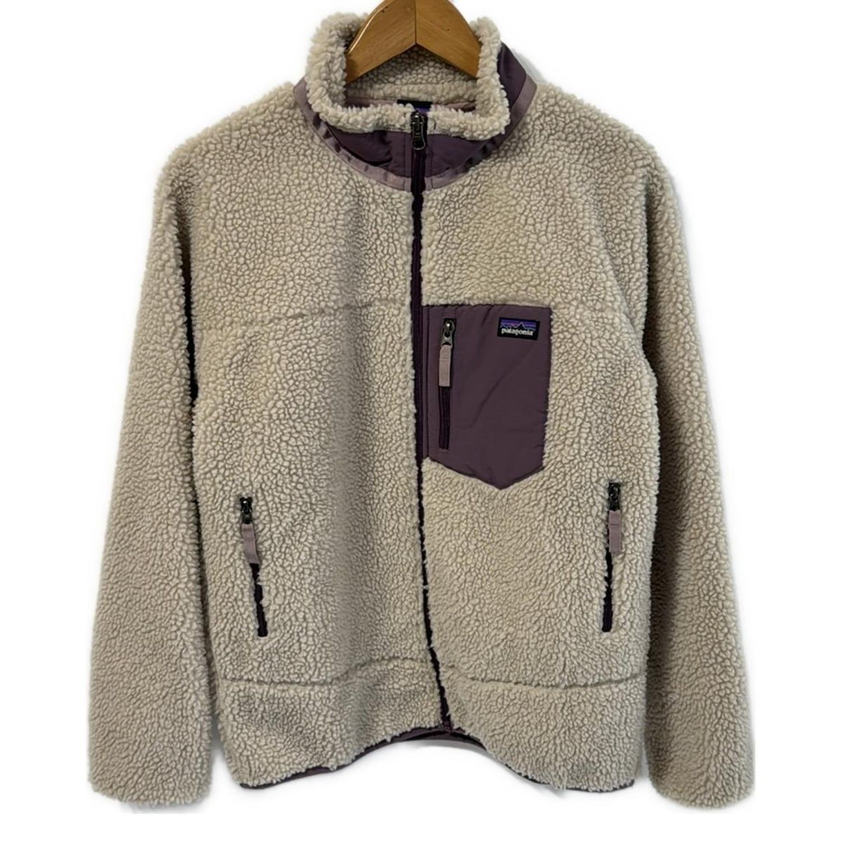 Patagonia パタゴニア ブルゾン サイズXXL XL レディース - アイボリー×パープル 長袖|ジップアップ|冬