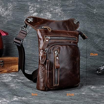 【在庫処分】[メガダス] Meigardass レッグバッグ メンズ ウェストポーチ 本革 多機能 バイク用 腿用 ヒップバッグ アウトドア 防水 耐磨耗 (ブラウン01)