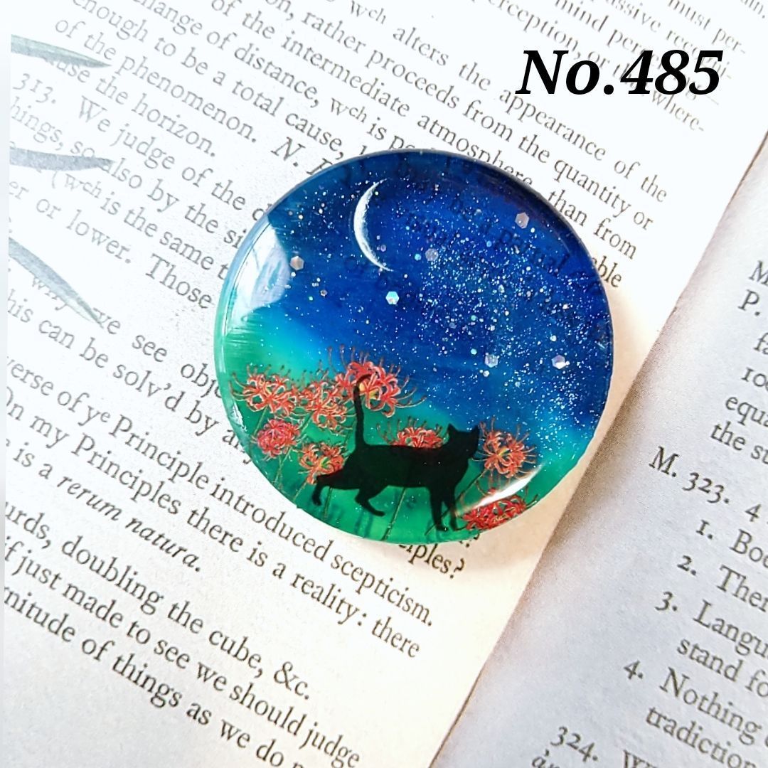 レジン猫ヘアゴムブローチポニーフックNo.485