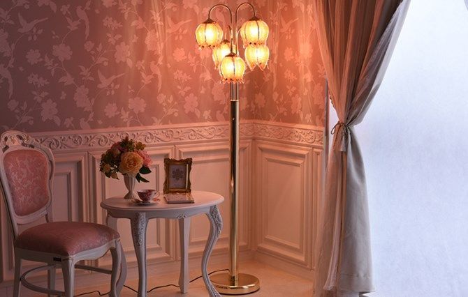 新品】イスクージ フロアランプ スタンドランプ ゴールド ピンク 金