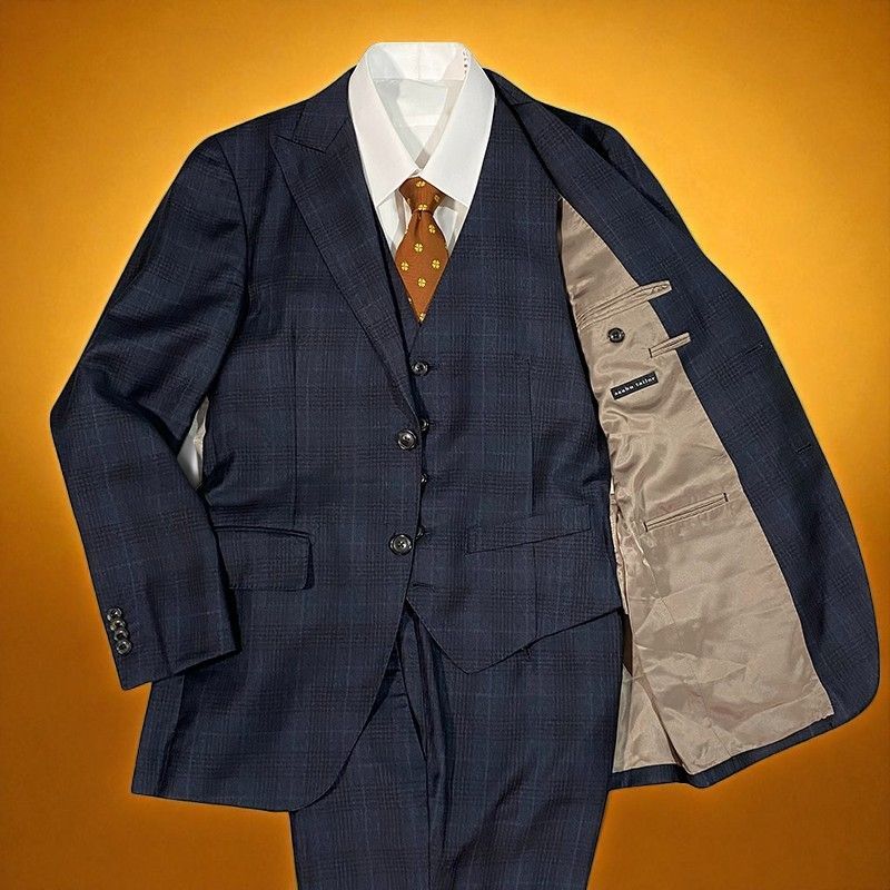 麻布テーラー 高級生地 スリーピース セットアップ スーツ ストライプ 48 麻布テーラー 高級生地 スリーピース セットアップ スーツ ストライプ 48