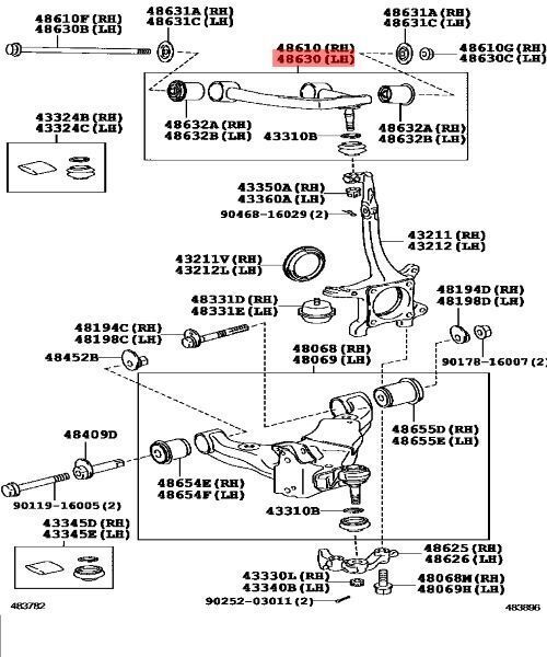 トヨタ FJ クルーザー レクサス GX460 フロントサスペンションアッパ アーム 左 FJ CRUISER Lexus GX460 48630-60040 TOYOTA 純正