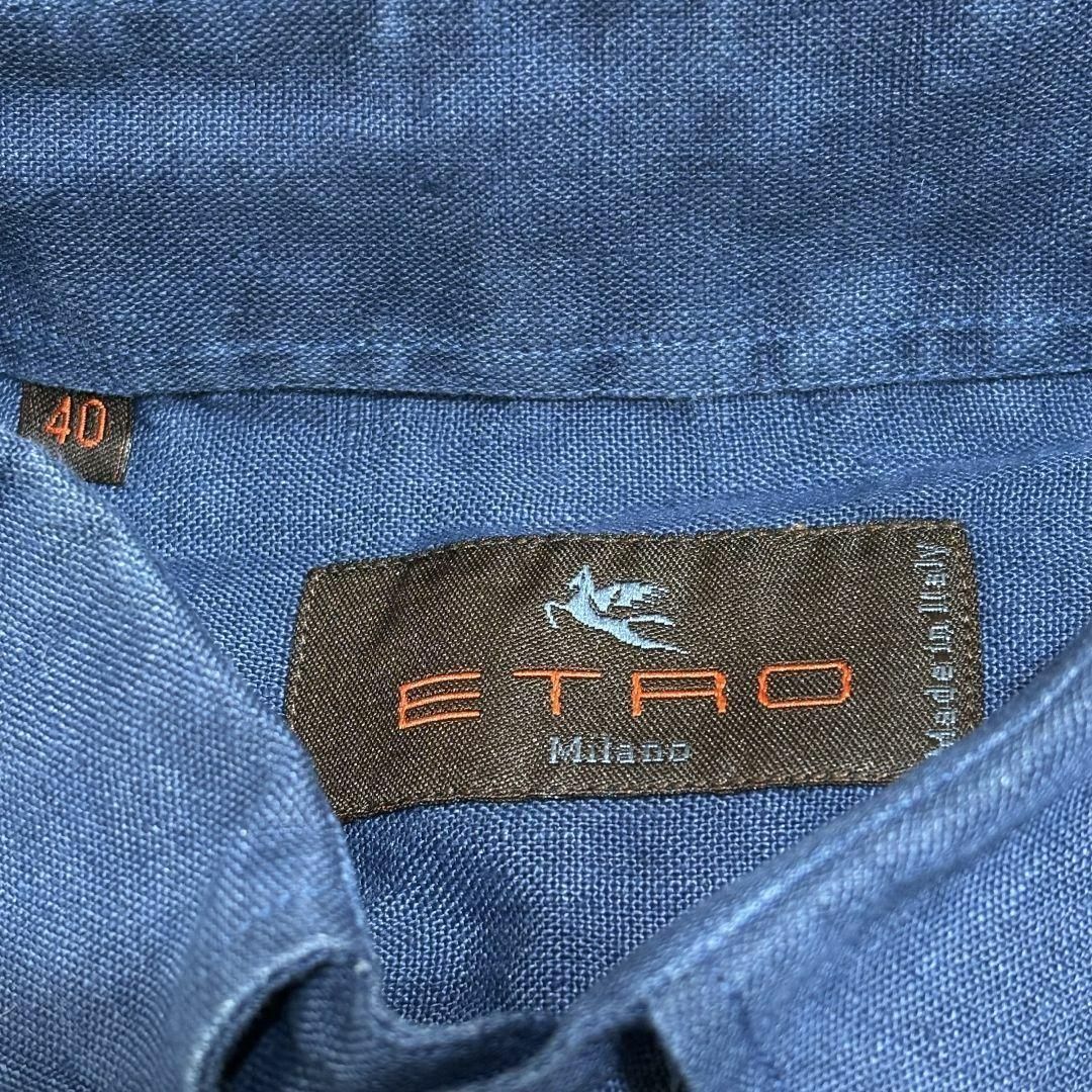 ETRO 藍染 リネン シャツ 40 L ブルー USTAUSTRALIA_COM_AU