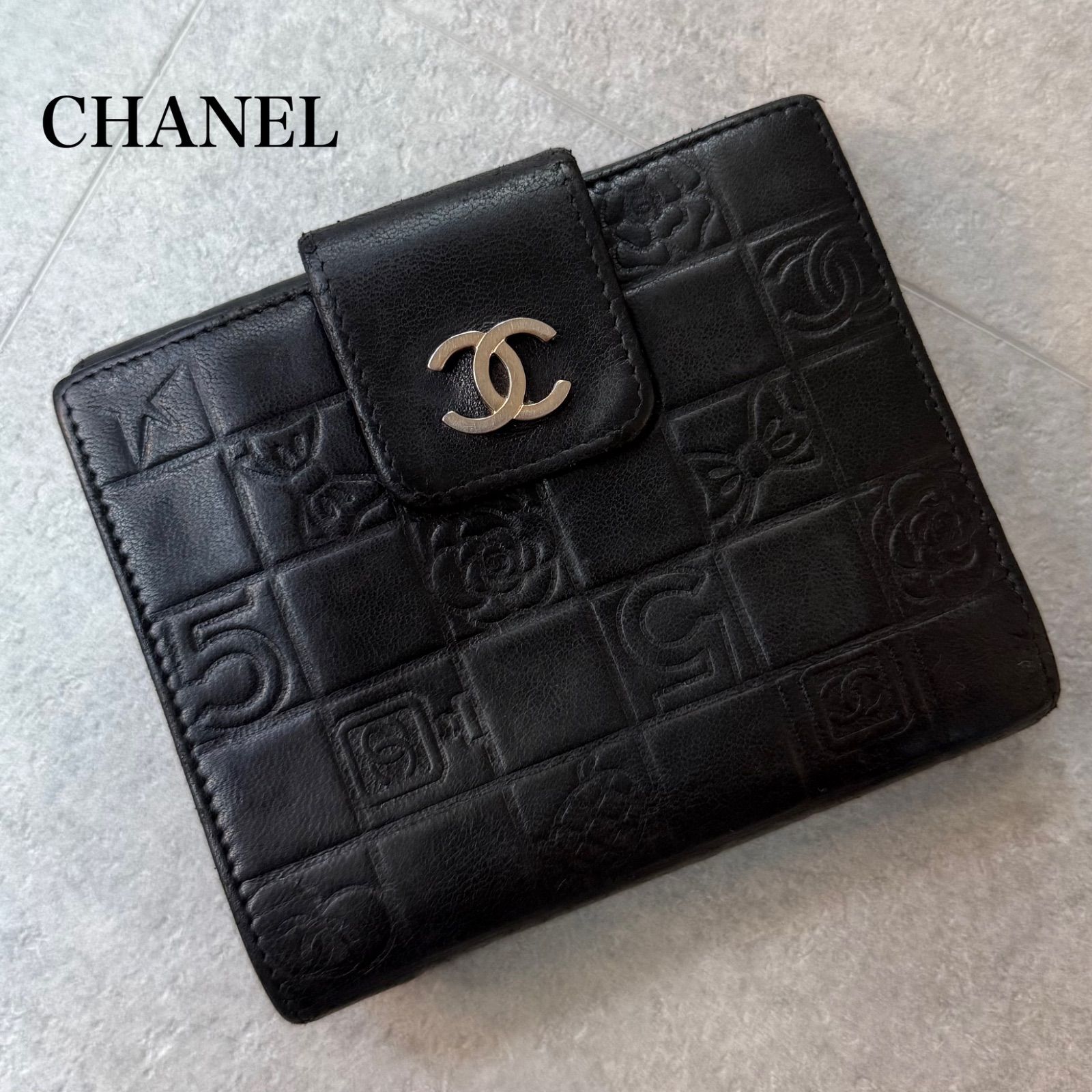 CHANEL シャネル 二つ折り財布 アイコンライン NO5 レザー ココ